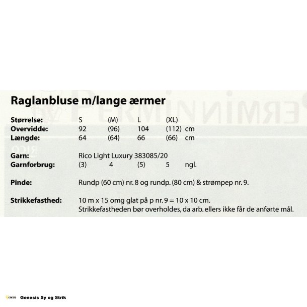 Raglanbluse m/lange rmer