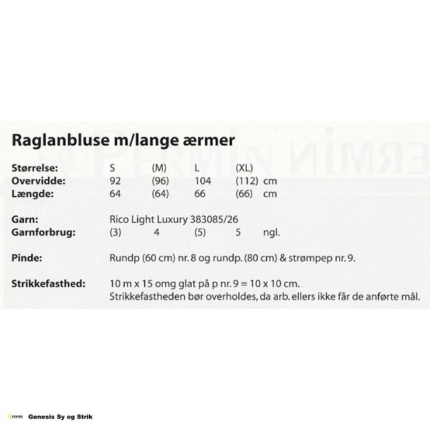 Raglanbluse m/lange rmer