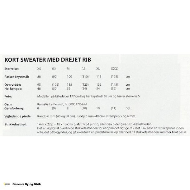 Kort Sweater med drejet rib