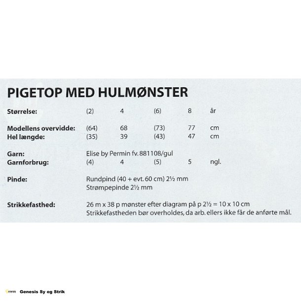 Pigetop med hulmnster
