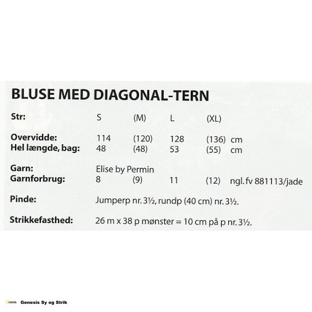 Bluse med diagonal -tern