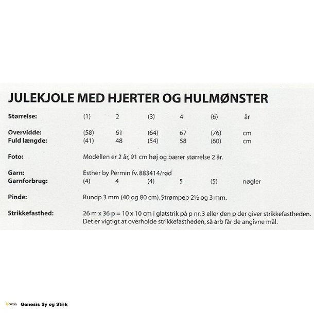 Julekjole med Hjerter og hulmnster