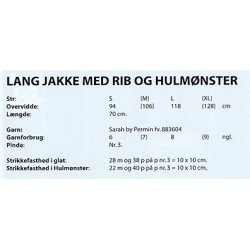 Lang jakke med rib og hulmnster
