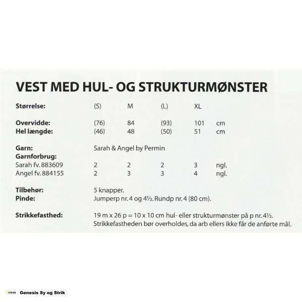 Vest med hul- og strukturmnster