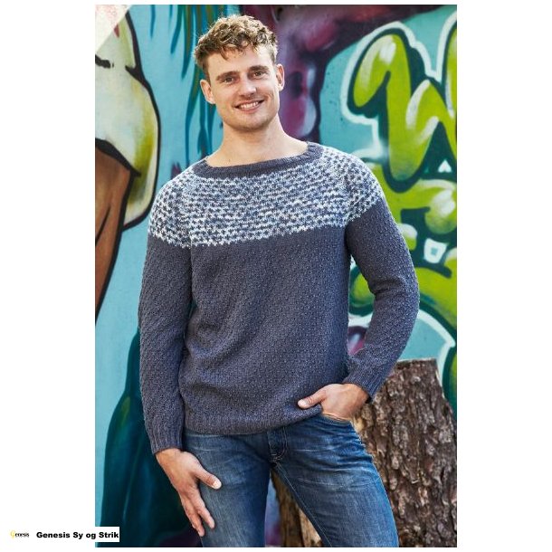 Herresweater med mnster og struktur