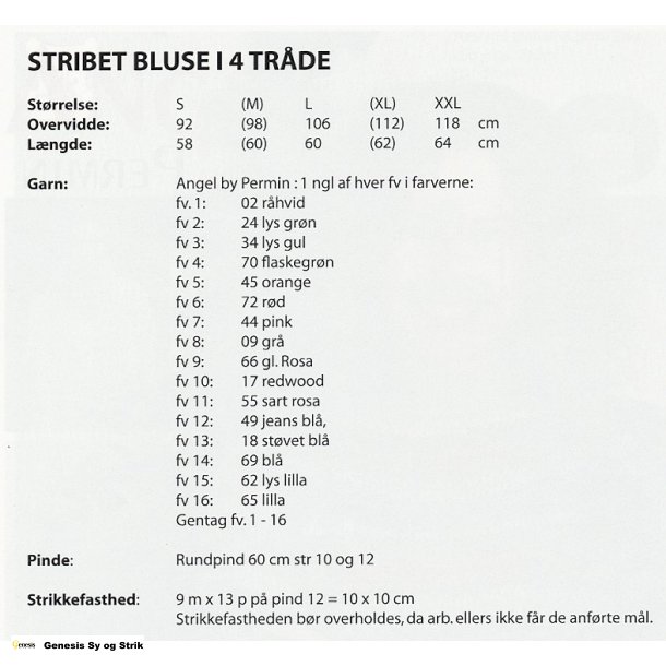 Stribet bluse i 4 trde