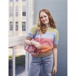 Stribet bluse m/ Lam kanter