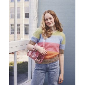 Stribet bluse m/ Lam kanter