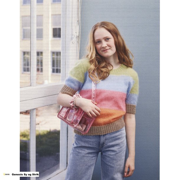 Stribet bluse m/ Lam kanter