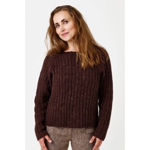 Raglanbluse i rib m/lange rmer