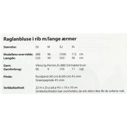 Raglanbluse i rib m/lange rmer