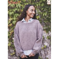 Bluse med mnstrede rmer