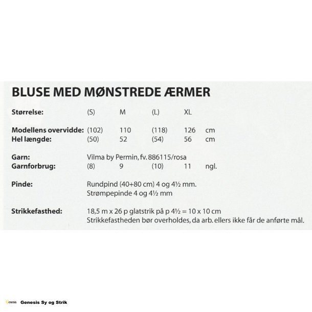 Bluse med mnstrede rmer