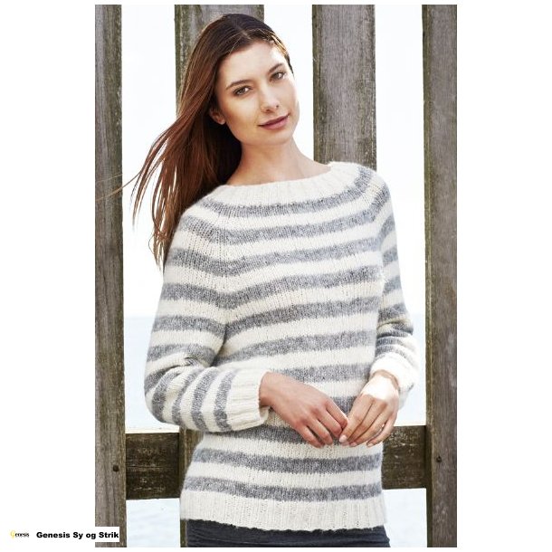 Stribet raglan sweater