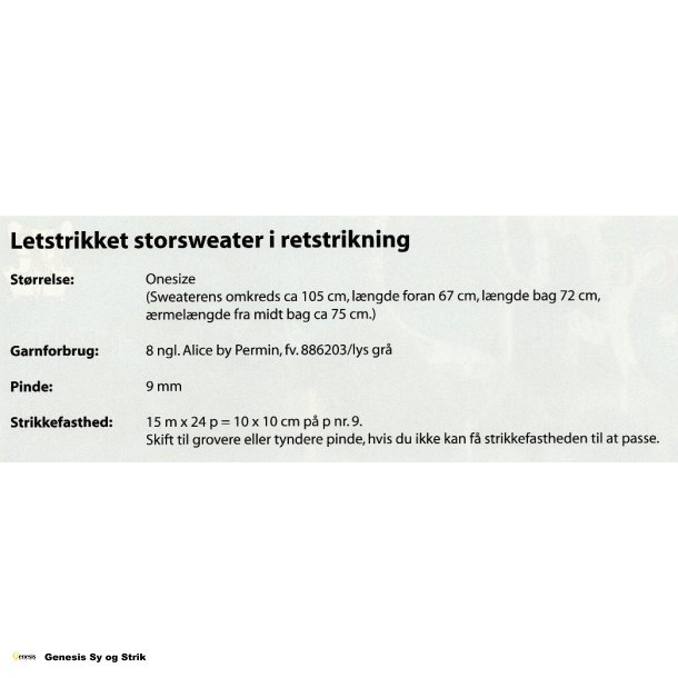 Letstrikket storsweater i retstrikning