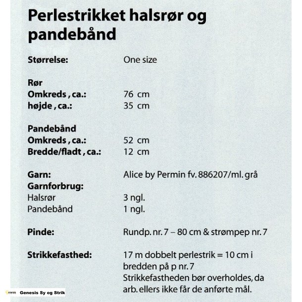 Perlestrikket halsrr og pandebnd