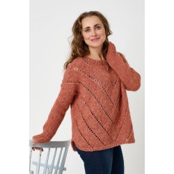 Bred Sweater med diagonalt hulmnsteer