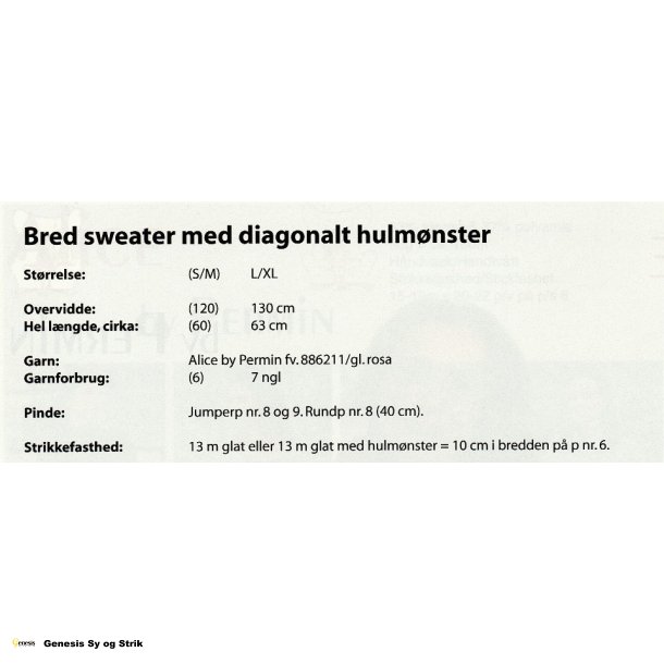 Bred Sweater med diagonalt hulmnsteer