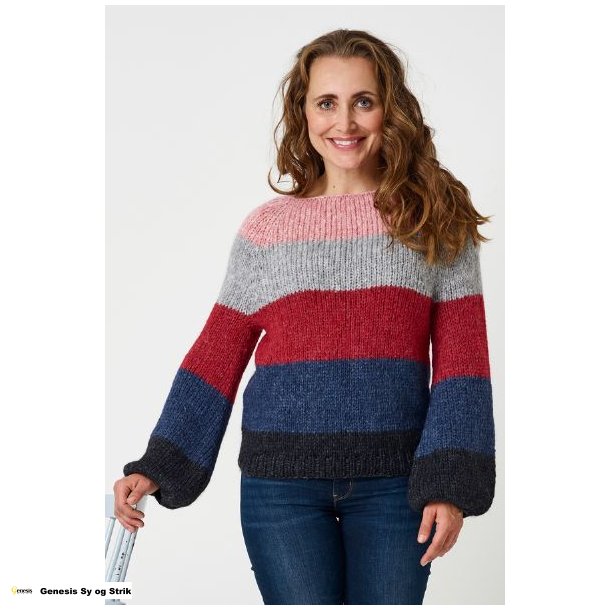 Raglanbluse i striber