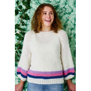 Raglanbluse m/ 3 smalle striber