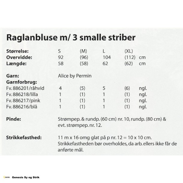 Raglanbluse m/ 3 smalle striber