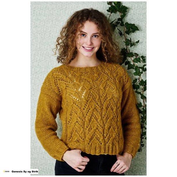 Sweater med hul- og fletmnster