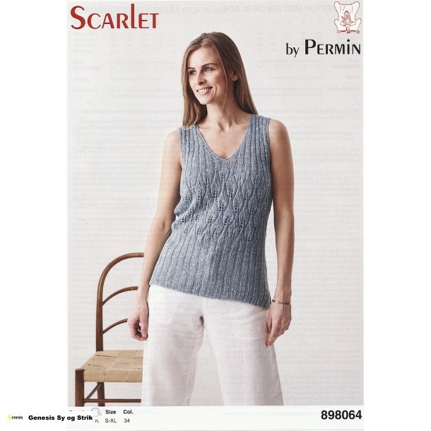 Sommertop med rib og blade