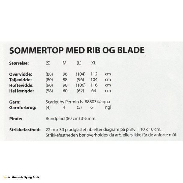 Sommertop med rib og blade