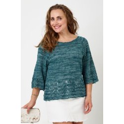 Raglanbluse med hulmnster nederst