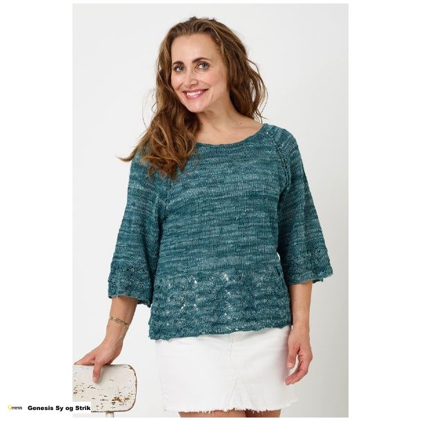 Raglanbluse med hulmnster nederst