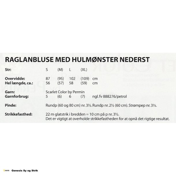 Raglanbluse med hulmnster nederst