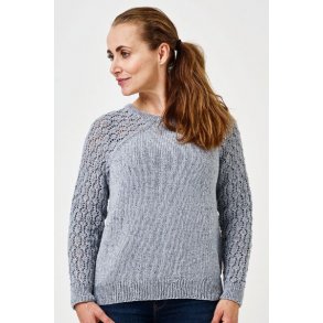 Sweater med mnstrede rmer