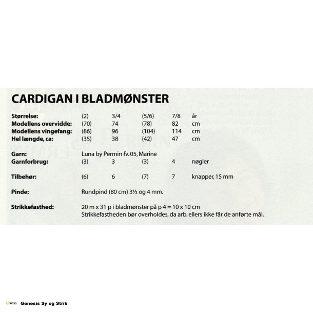 Cardigan i bladmnster