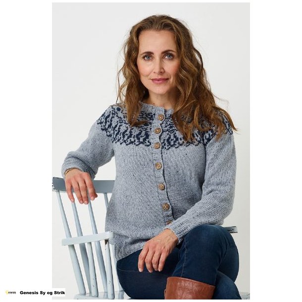 Cardigan med mnstret brestykke