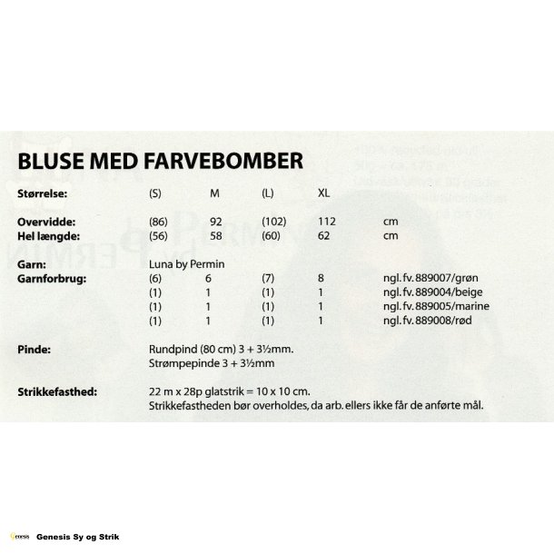 Bluse med farvebomber