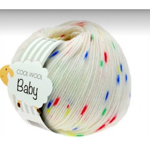 Cool Wool Baby - Hvid, bl, grn og gul 25gr
