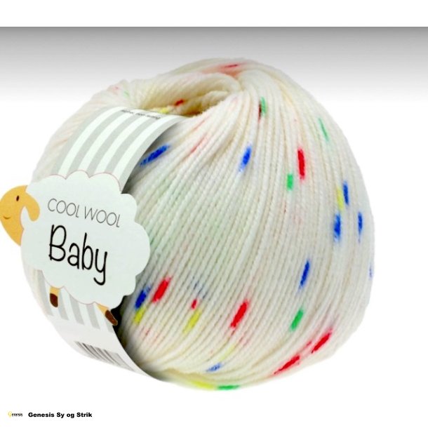 Cool Wool Baby - Hvid, bl, grn og gul 50gr.
