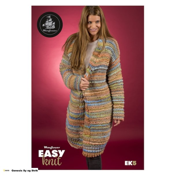 ben, lang jakke i Mayflower Easy Knit