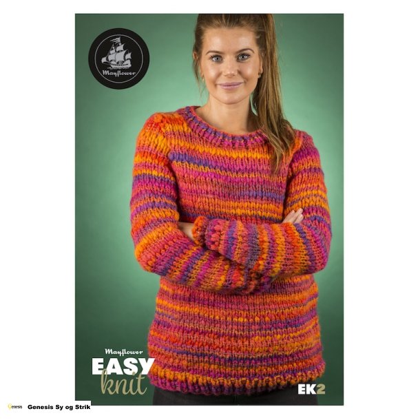 Damesweater med rund hals i Mayflower Easy Knit
