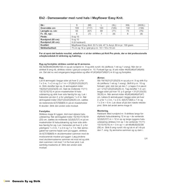 Damesweater med rund hals i Mayflower Easy Knit