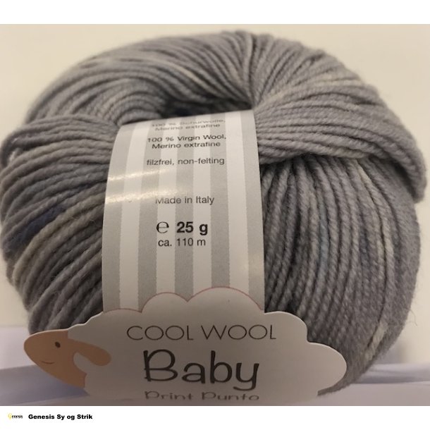 Cool Wool Baby - Gr, hvid, bl 25 gr