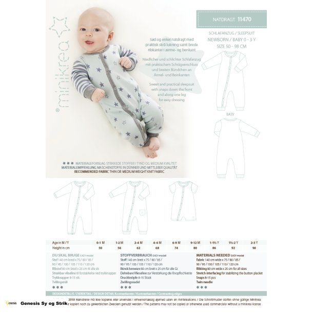 Natdragt 0  3 r ( 50  98 cm )