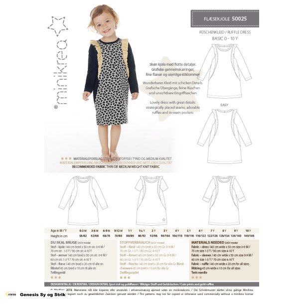 Flsekjole 0  10 r ( 56/62  140/146 cm )