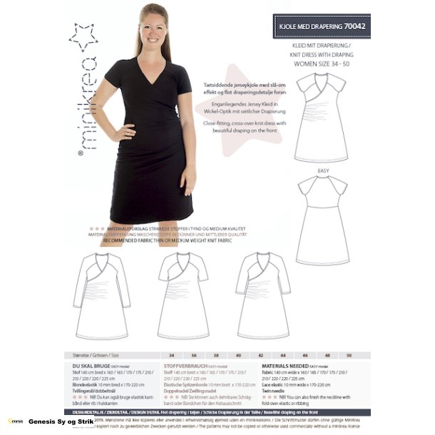 Kjole med drapering  papirmnster