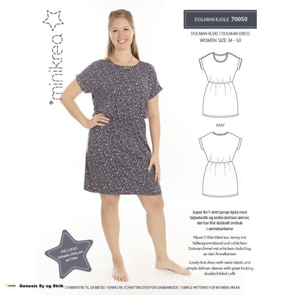 Dolman kjole str. 34 - 50