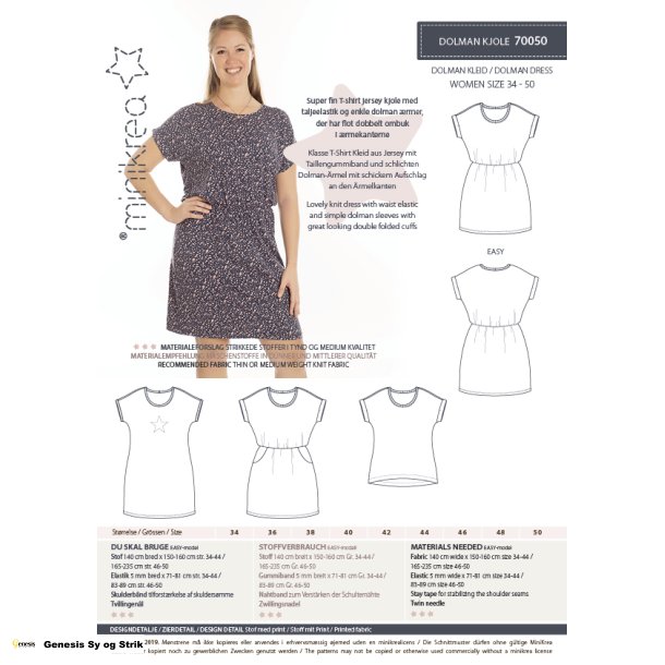 Dolman kjole str. 34 - 50