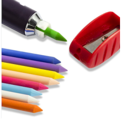 Kridtblyant med 9 forskellige stiftfarver og n spidser