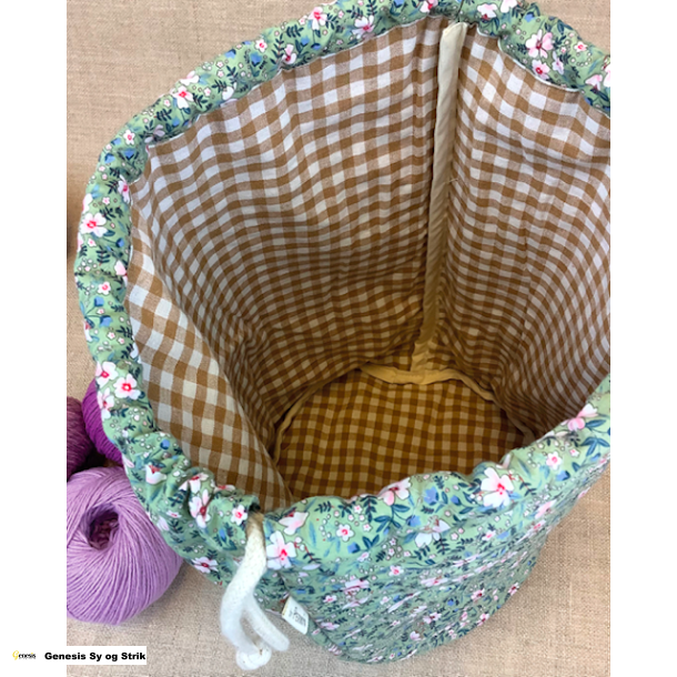 Stor strikketaske rund