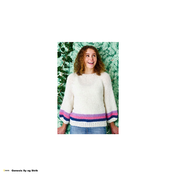 Raglanbluse m/ 3 smalle striber