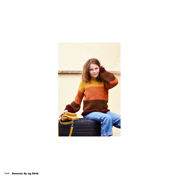 Stribet sweater til brn